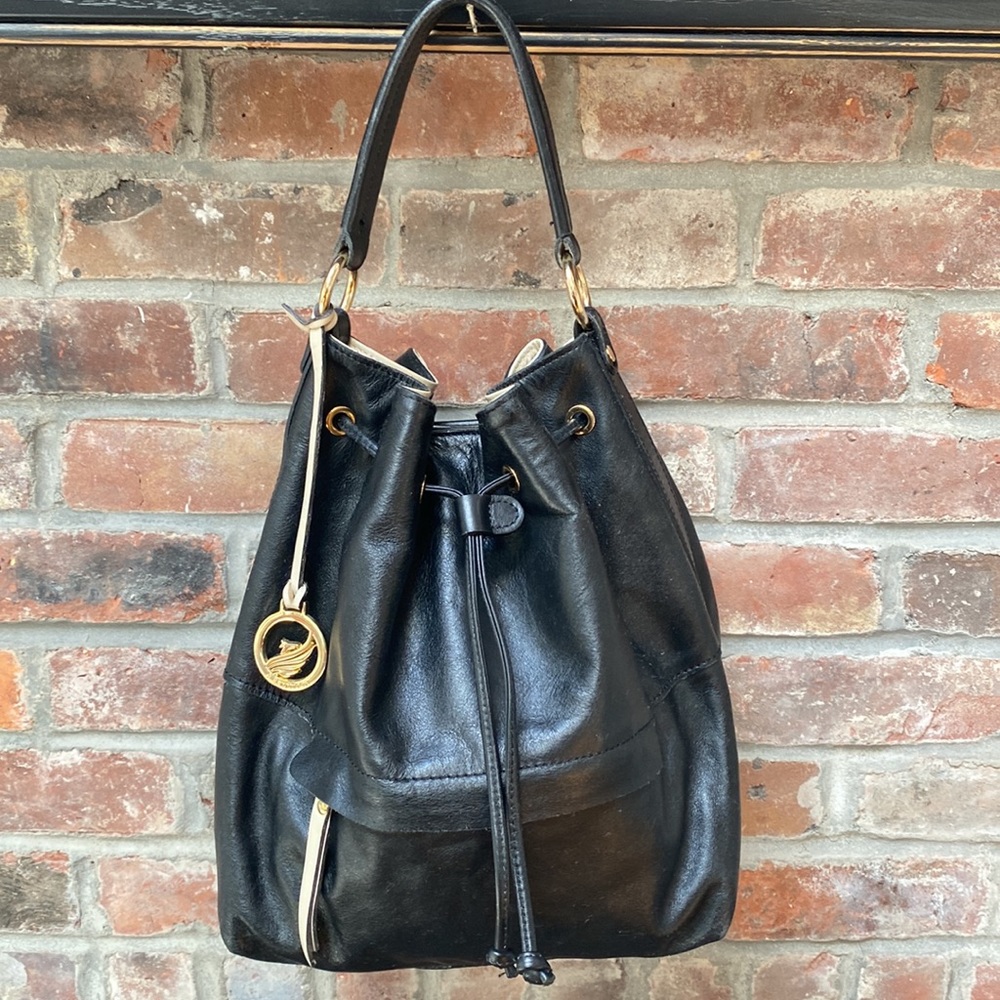 A. Bellucci Black Leather Drawstring Purse